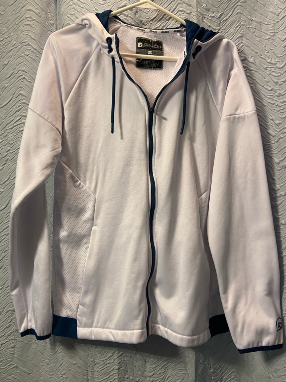 And1 White and Black Athletic Hoodie with Logo Tag